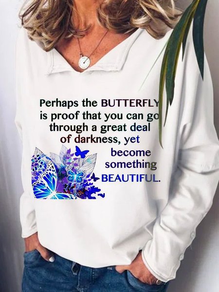 

Loosen Butterfly Shirts & Tops, As picture, T-Shirts