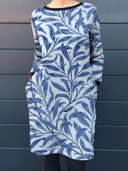 

Loosen Crew Neck Dresses, Gray, Casual Dresses