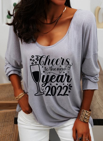 

Casual Letter Shirts & Tops, Gray, Tees & T-shirts