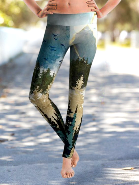 

Landscape Print Pants Landscape painting leggings, Green, leggings