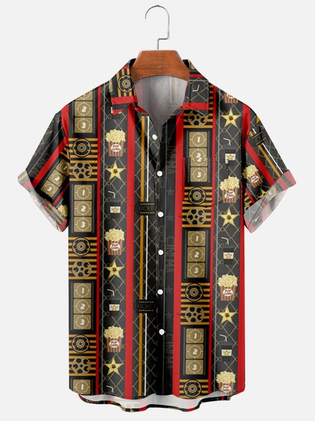 

Shirt Collar Casual Graphic Shirts, As picture, Men's Floral shirt