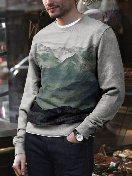 

Crew Neck Vintage Cotton Shirts & Tops, As picture, T-shirt