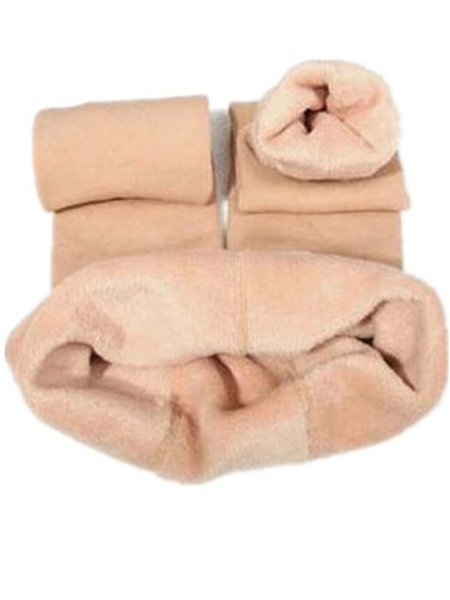 

Casual Solid Elastic waist Pants, Nude, Leggings