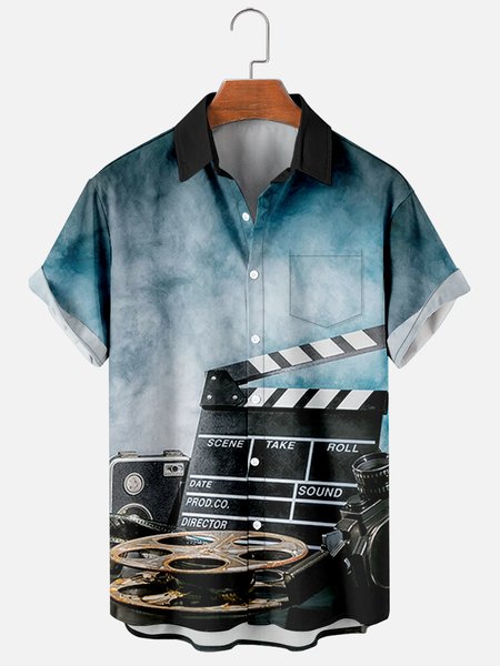 

Outdoor Shirt Collar Shirts, Blue, Men's Floral shirt
