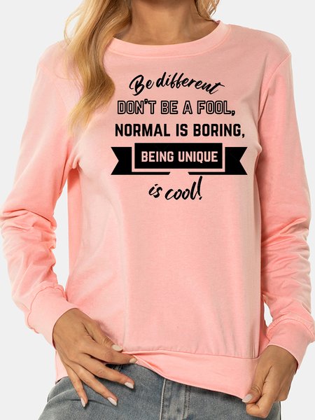 

Unocis Being Unique Print Neck Long Sleeve Sweatshirt, Pink, Sweatshirts