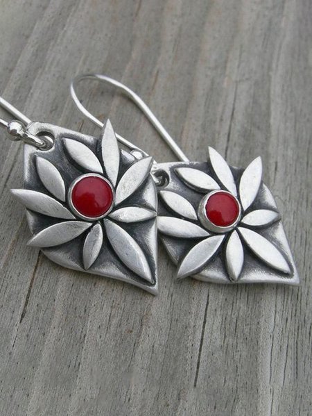 

Retro Ethnic Red Agate Earrings, Earrings