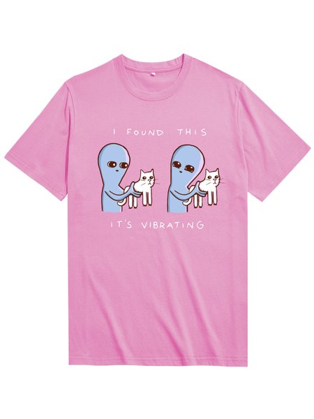 

Unocis Fun Print Crew Neck Short Sleeve T-Shirt, Pink, T-shirts