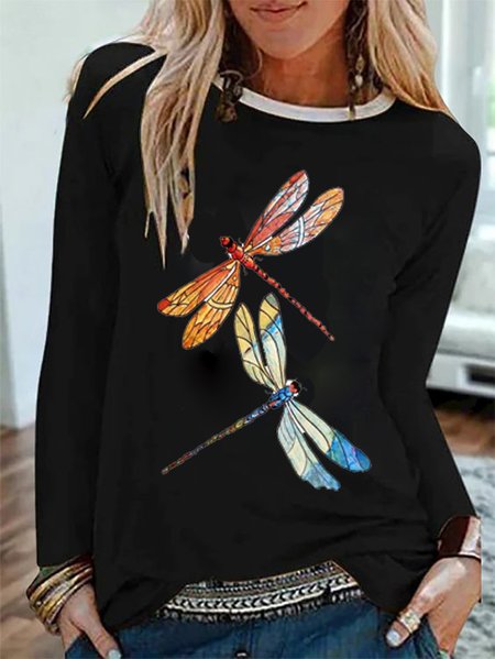 

Dragonfly Cotton Casual Shirts & Tops, Black, T-Shirts