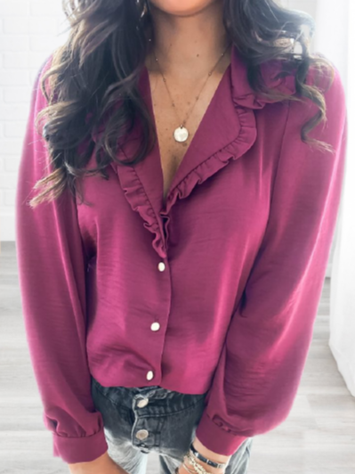 

Shirt Collar Casual Shirts & Tops, Purple, Shirts & Blouses