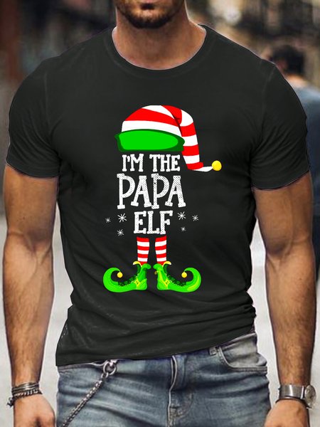 

Christmas Papa Elf Print Family Shirt Men‘s Shirt, Black, T-shirts