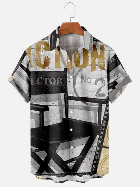 

Sporty Short Sleeve Shirts, As picture, Men's Floral shirt