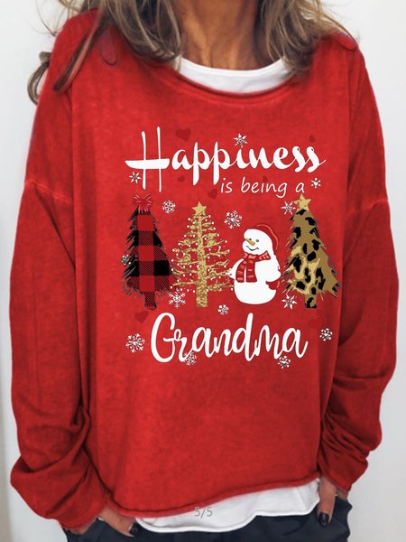 

Christmas grandma Casual Letter Cotton Blends Sweatshirt, Red, Hoodies&Sweatshirts