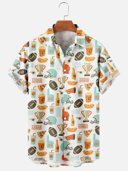 

Short Sleeve Vintage Shirts, As picture, Men's Floral shirt