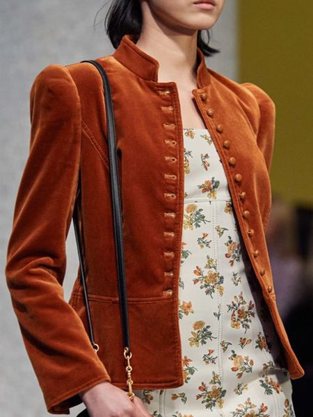

Date Daily Plain Stand Collar Regular Fit Outerwear, As picture, Jackets