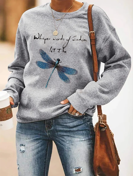 

Plus size Dragonfly Casual Crew Neck Sweatshirt, Gray, Hoodies & Sweatshirts