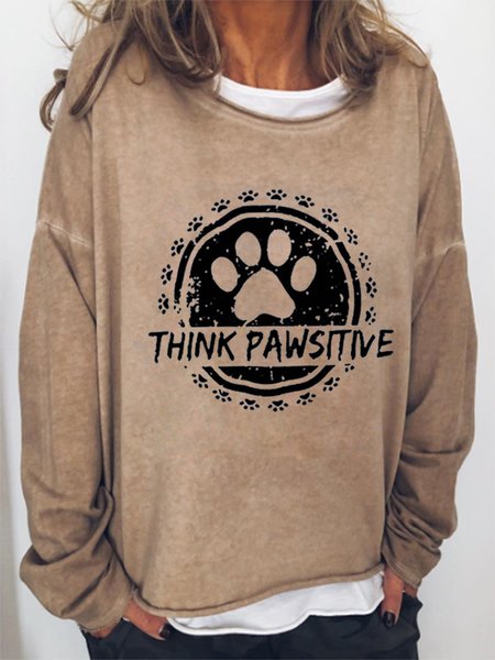 

Think Pawsitive Dog Paw Print Sweatshirt, Khaki, Hoodies&Sweatshirts