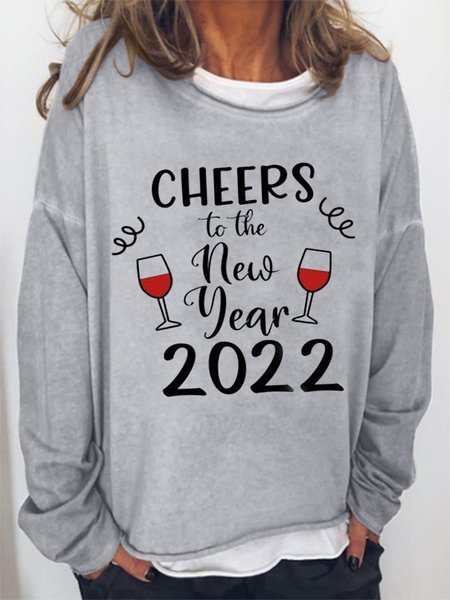 

Letters Printed Loosen Casual Shirts & Tops, Gray, Tops