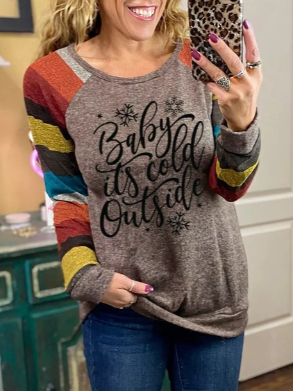 

Casual Letter Loosen Shirts & Tops, Multicolor, Long sleeve tops