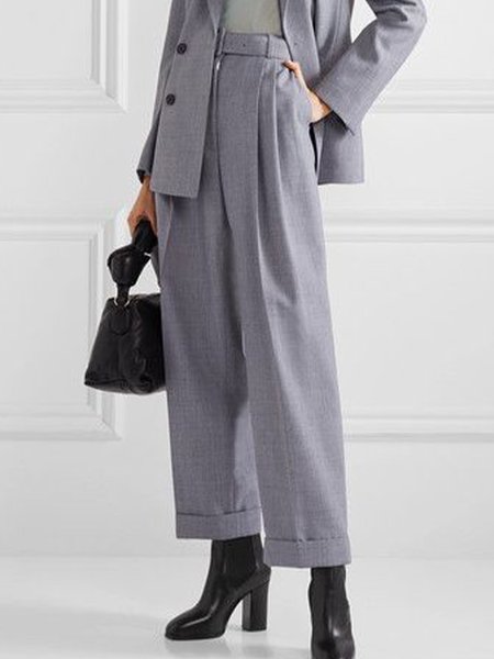 

Work Formal Solid Straight Leg Pants, As picture, Wide Leg Pants