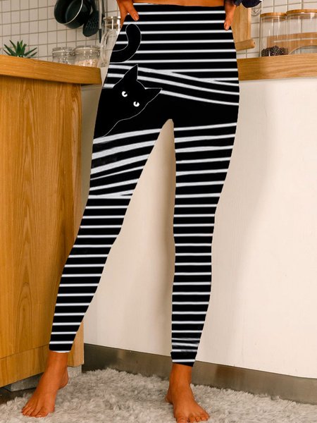 

Striped Pants, Black, Leggings