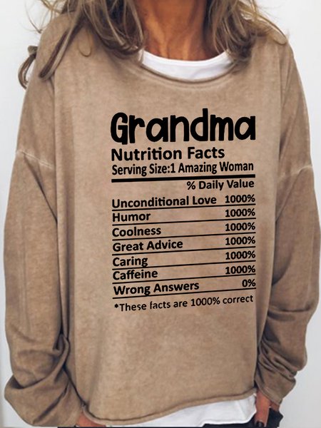 

Grandma Funny Casual Crew Neck Sweatshirt, Light brown, Hoodies&Sweatshirts