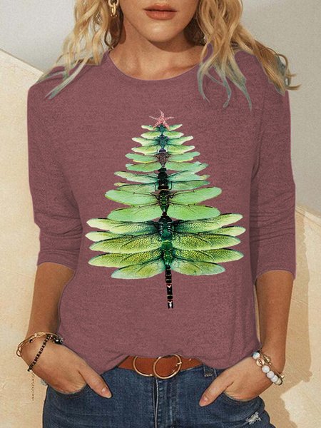 

Dragonfly Xmas Christmas Tree Crew Neck Sweatshirt, Red, Hoodies&Sweatshirts