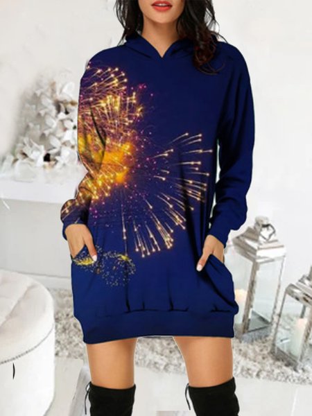 

Hooded Casual Regular Fit Dresses, Blue, Casual Dresses