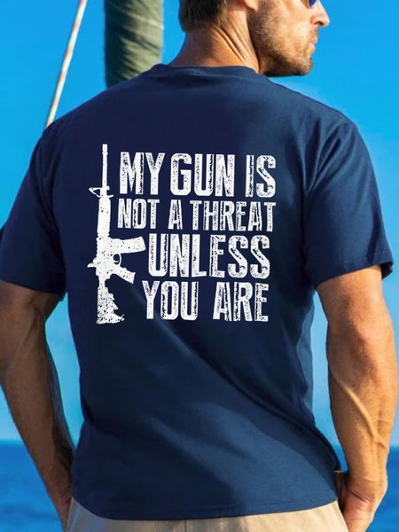 

My Gun Is Not A Threat Uniless You Are T-shirt, Blue, T-shirts
