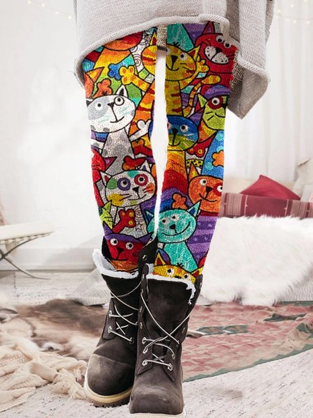

Cute Cat Casual leggings, As picture, Leggings