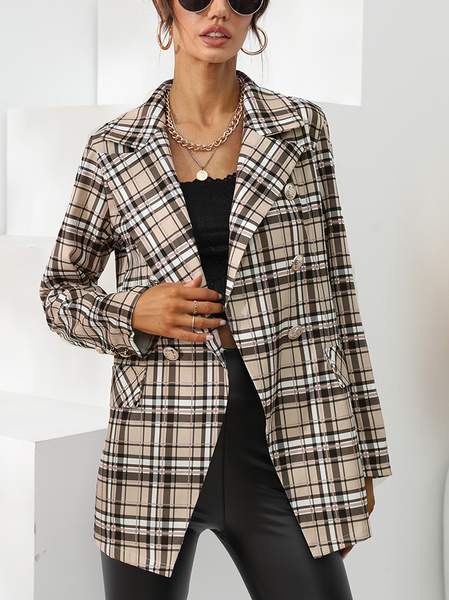 

Cotton Blends Casual Elegant Outerwear, Apricot, Jackets