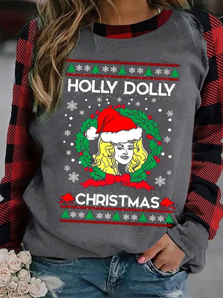 

Holly Dolly Christmas Casual Regular Fit Sweatshirt, Gray, Hoodies&Sweatshirts