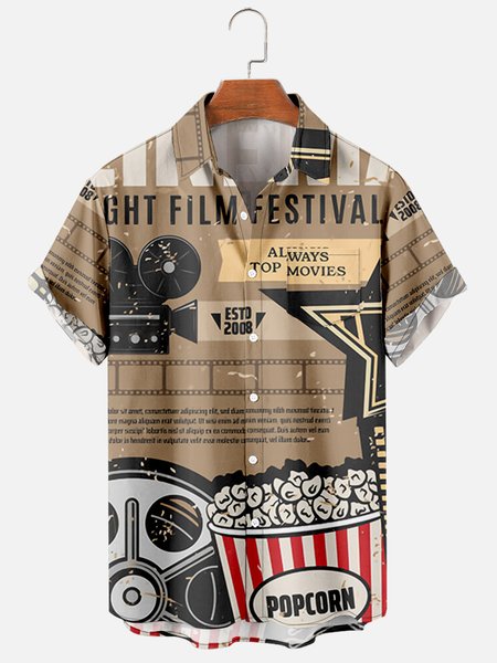 

Party Short Sleeve Shirts, As picture, Men's Floral shirt
