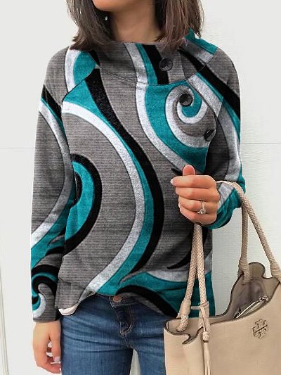 

Stand Collar Abstract Basics Sweatshirt, Multicolor, Hoodies & Sweatshirts