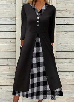 

Regular Fit Basics Cotton Blends Dresses, Black, Casual Dresses