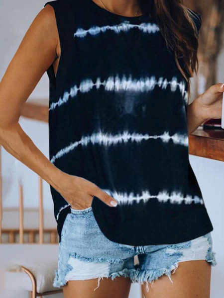 

Striped Crew Neck Hippie T-shirt, Black, T-Shirts