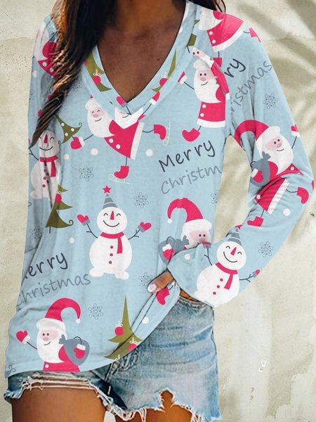 

Vintage Shirt Sleeve Christmas Snowman Shirts & Tops, Blue, Long sleeve tops
