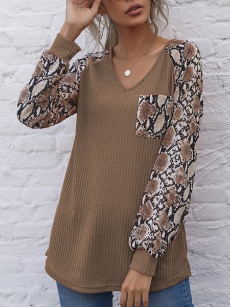 

Casual Plain Elegant Shirts & Tops, Khaki, Long sleeve tops