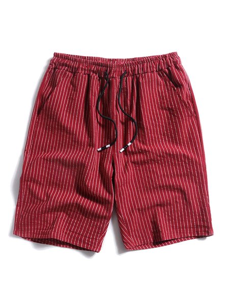 

Striped Casual Shorts, Wine red, Men's shorts