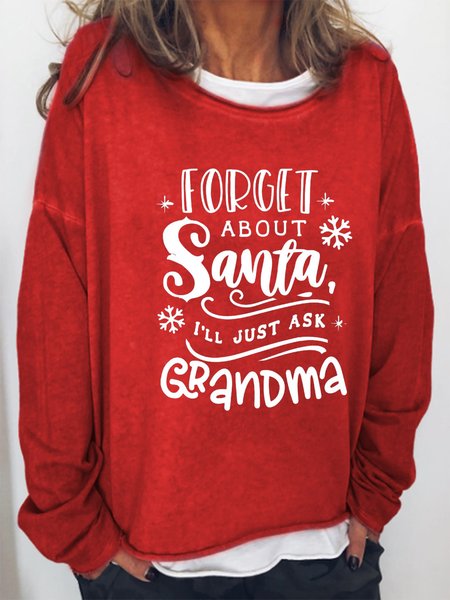

Funny Christmas Grandma Casual Crew Neck Sweatshirt, Red, Hoodies&Sweatshirts