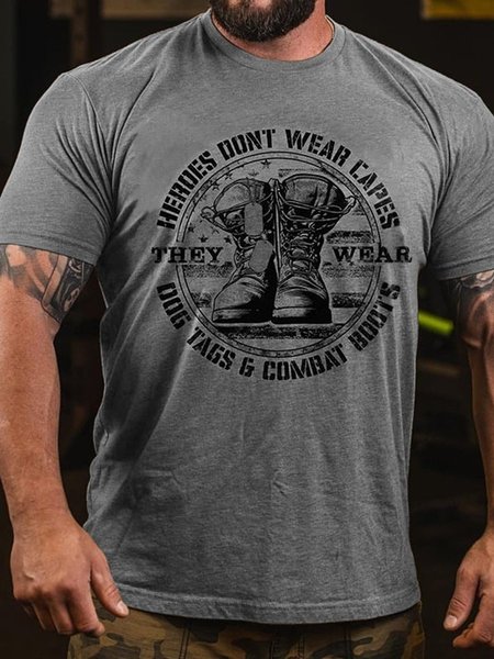 Our Heroes Don't Wear Capes Veteran Military T-shirt, Gray, T-shirts