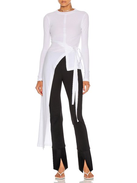 

Daily Long Sleeve Crew Neck Solid Top, White, Tops
