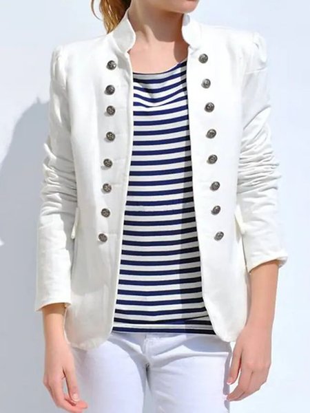 

Daily Long Sleeve Solid Regular Fit Outerwear, White, Jackets
