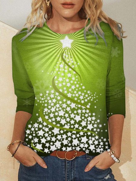 

Regular Fit Cotton Blends Crew Neck Shirts & Tops, Green, Hoodies&Sweatshirts