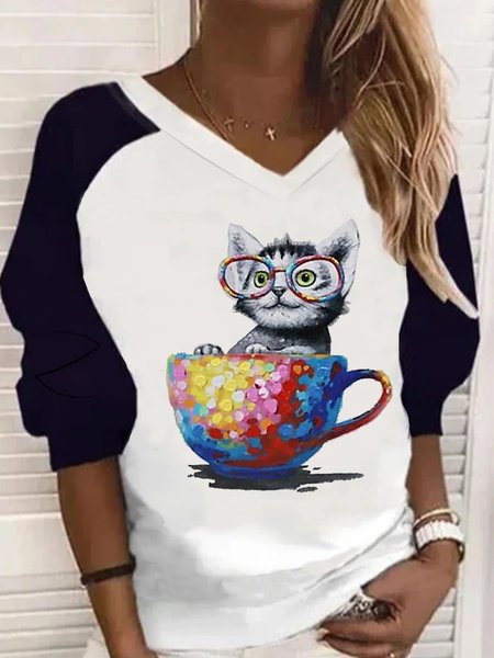 

Cute And Fun Cartoon Cat Print Casual Sweatshirt, White, Sweatshirts & Hoodies