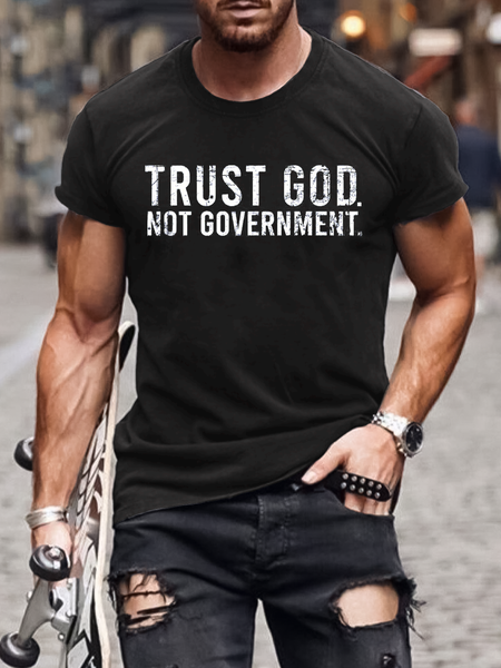 

Letter Vintage Short Sleeve T-shirt, Black, Men's t-shirts