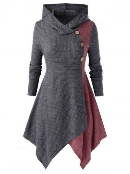 

Hooded Casual Regular Fit Dresses, Gray, Mini Dresses