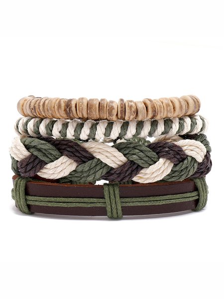

Vintage Braided PU Bracelet 4 Pieces, As picture, Bracelets