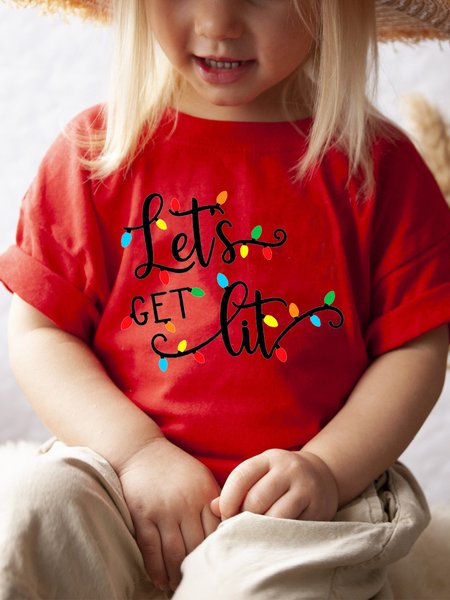 

Let's get lit Regular Fit Casual Tshirts, Red, kid's T-shirts