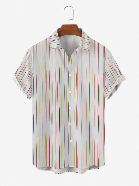 

Shirt Collar Outdoor Striped Shirts & Tops, As picture, Men's Floral shirt