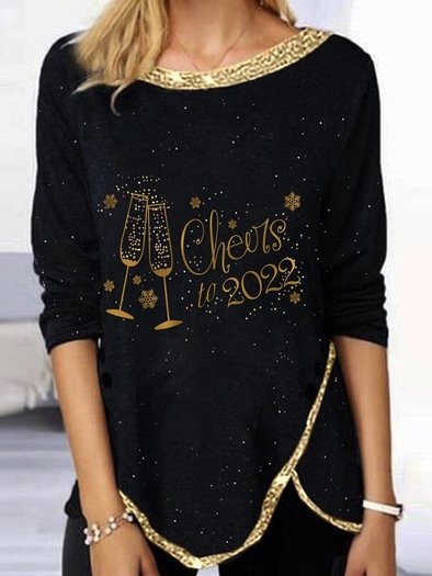 

Loosen Cotton Blends Shirts & Tops, Black, Long sleeve tops